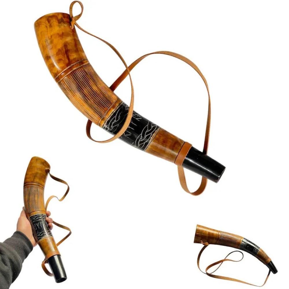 Middelaldersk VIKING KRIGSHORN kamptrompet Håndgravert Blåsehorn 16 tommer Gave naturlig Horn Bugle Jaktverktøy Gave Dekor