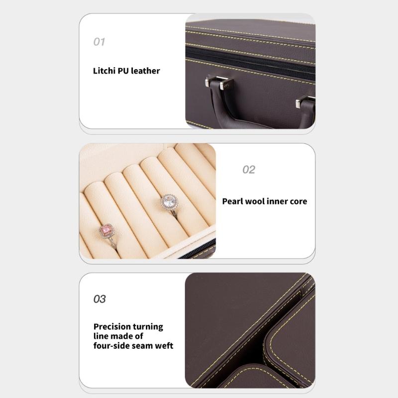 Travel Jewelry Case With Anti Scratch Interior And PU Exterior For Accessories Storage Box For Necklaces Earrings Rings
