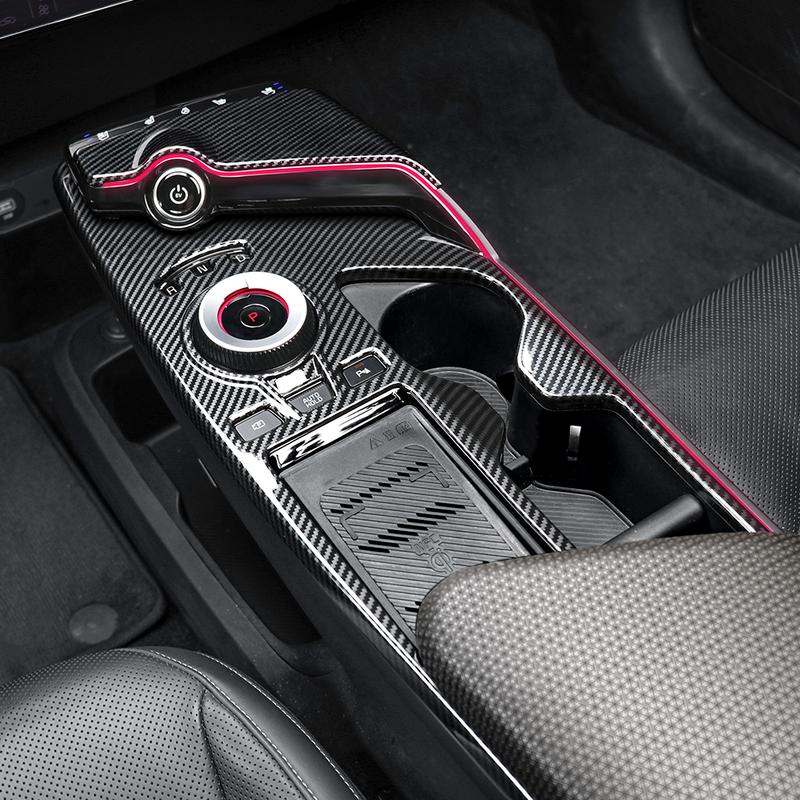 LHD/RHD For Kia EV6 -2026 Carbon Fiber Center Console Gear Shift Panel Cup Holder Cover Trim Interior Accessories