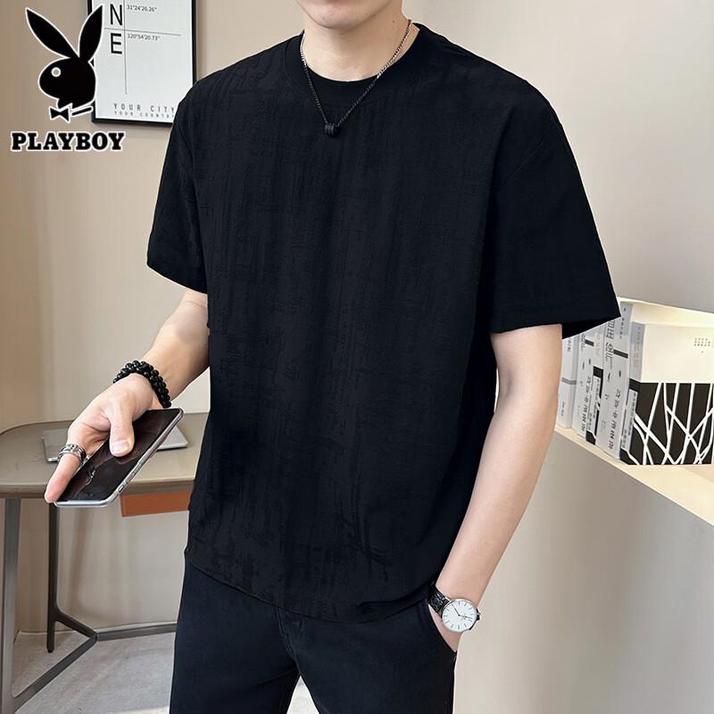 Мужская футболка PLAYBOY с коротким рукавом, жаккардовая, из ледяного шелка XL