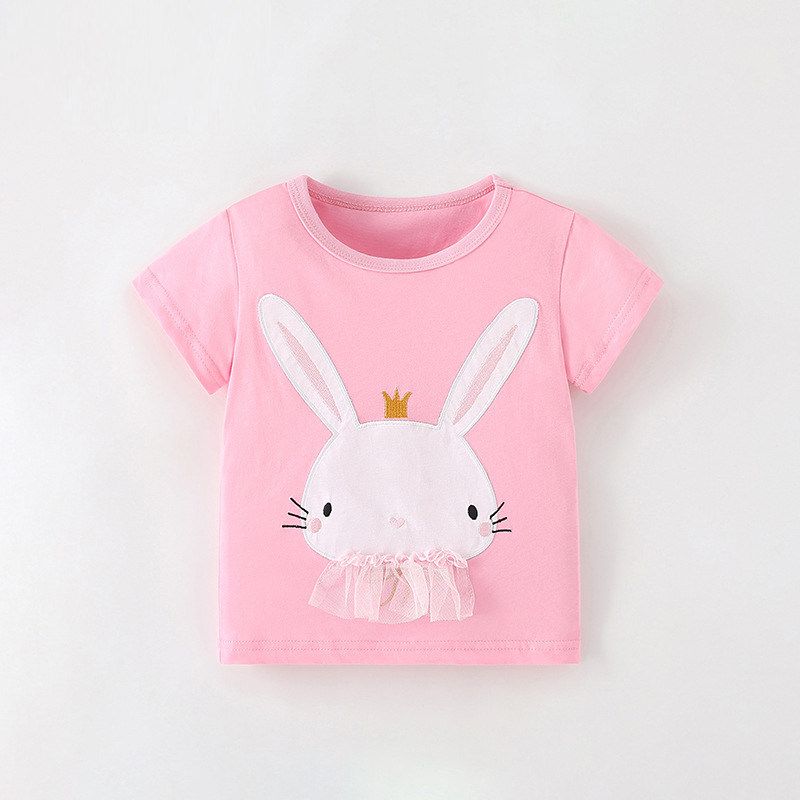 Direct Supply of Malwee Girls' T-Shirts, New Summer Style, European and American Style, Round-Neck Shirts, Short-Sleeved, Cute Children's Clothing