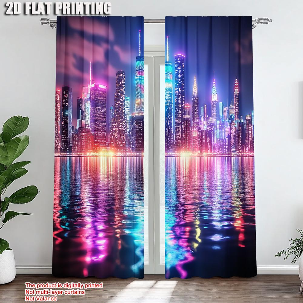 2 st Abstrakta Tryckta Fönstergardiner För Sovrum Kontor Kök Vardagsrum Och Arbetsrum Med Stånghål Fönsterbehandling