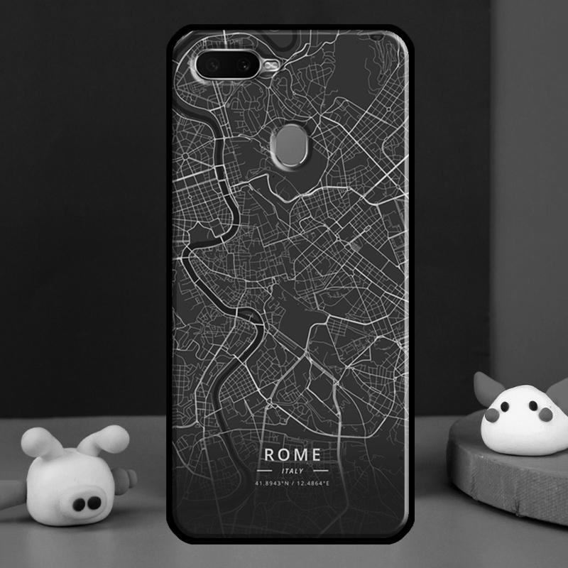 Ins Travel Country Sketch City Map Case For Oppo A98 A78 A58 A15 A16 A17 A5 A9 A91 A52 A72 A76 A96 A74 A94 A54 S A57 A77 Cover