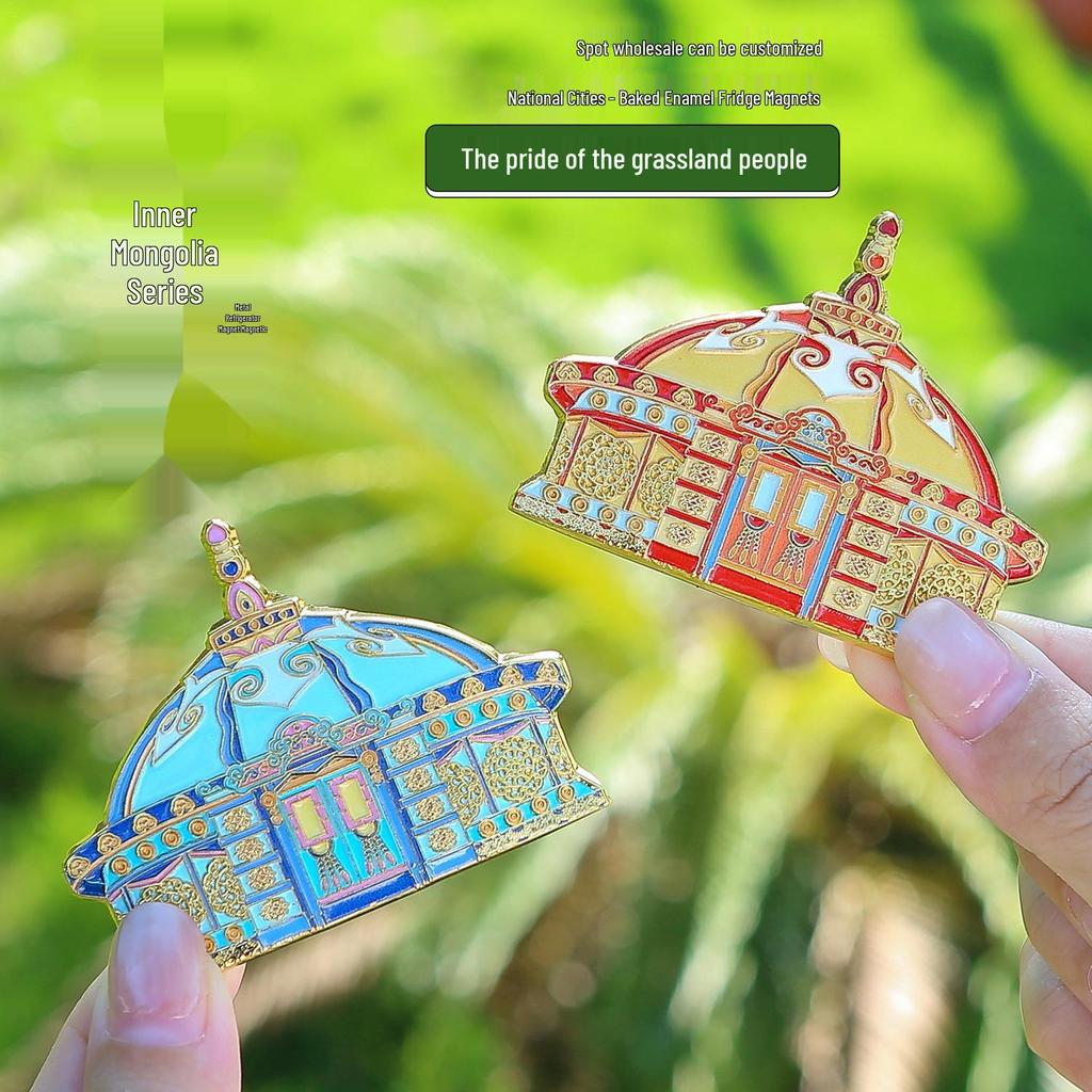 Kühlschrankmagnet im mongolischen Jurten-Prärie-Stil als Souvenir