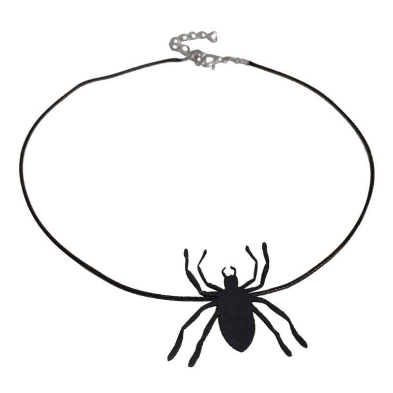 Halloween Bat Necklace Unique Braided Rope Necklace Eye catching Bat Hat Spiders Clavicle Chain for Halloween Jewelry