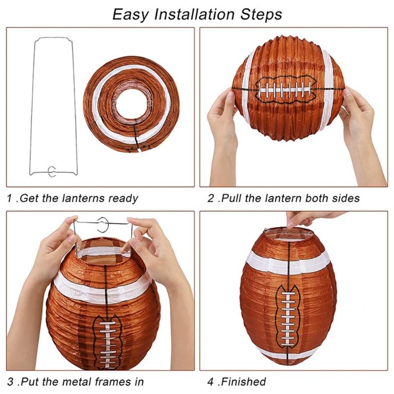Brown Football Party Lanterns Set of 10 for Indoor and Outdoor Decoration
