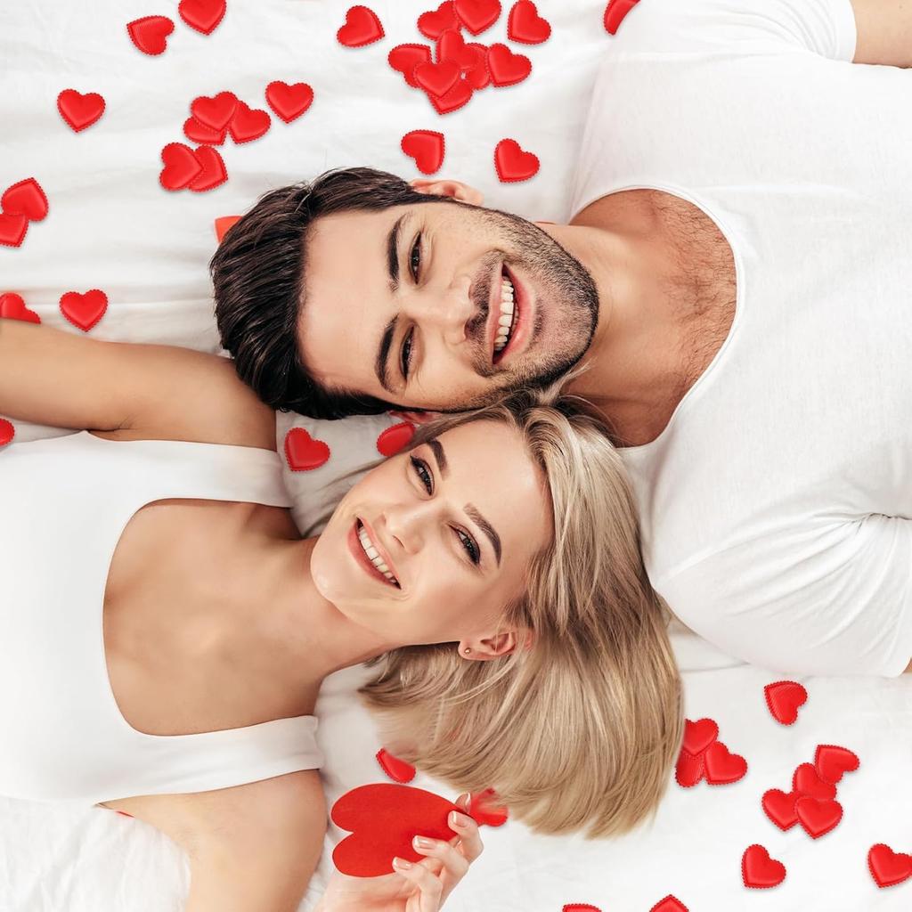 JUNEBRUSHS 300 Pcs Valentines Day Heart Confetti Red Heart Shaped Sponge Petal Valentines Confetti for Valentines Day Vase Filler Photo Props Crafts