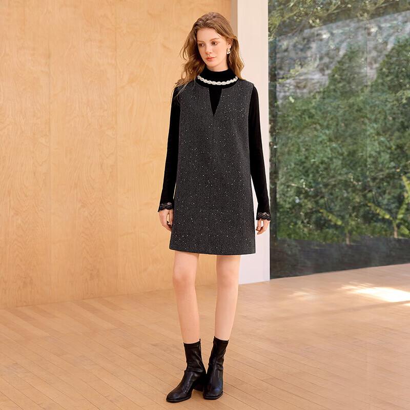 

Chic Two-Piece Vest Dress & Base Shirt Set L