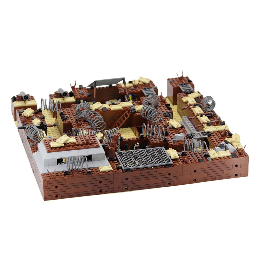 Small Particle Assembled Building Block Trench Fortress Bunker Military Battlefield Scene Ornament Decorative Toy