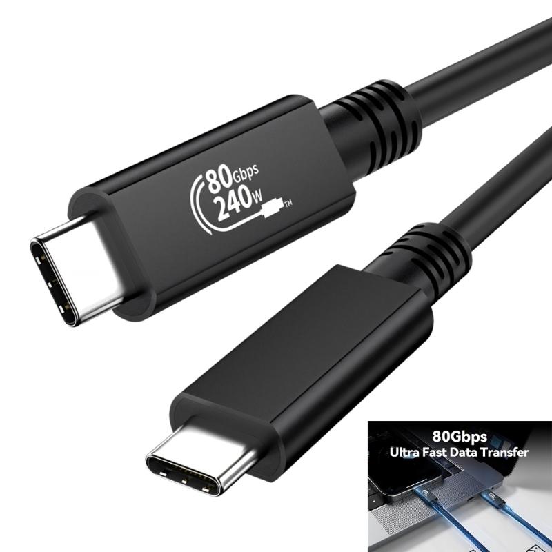 USB4 Data Cable 80Gbps USB C To USB C Cord 240W Fast Charging Cable for Notebook 5K Video Large File Transfer Use