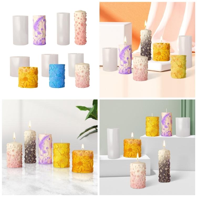 Easy to Use Sturdy Silicones Molds Home Accessory Portable for Customes Candle Creation with Fine Flowers Embossments