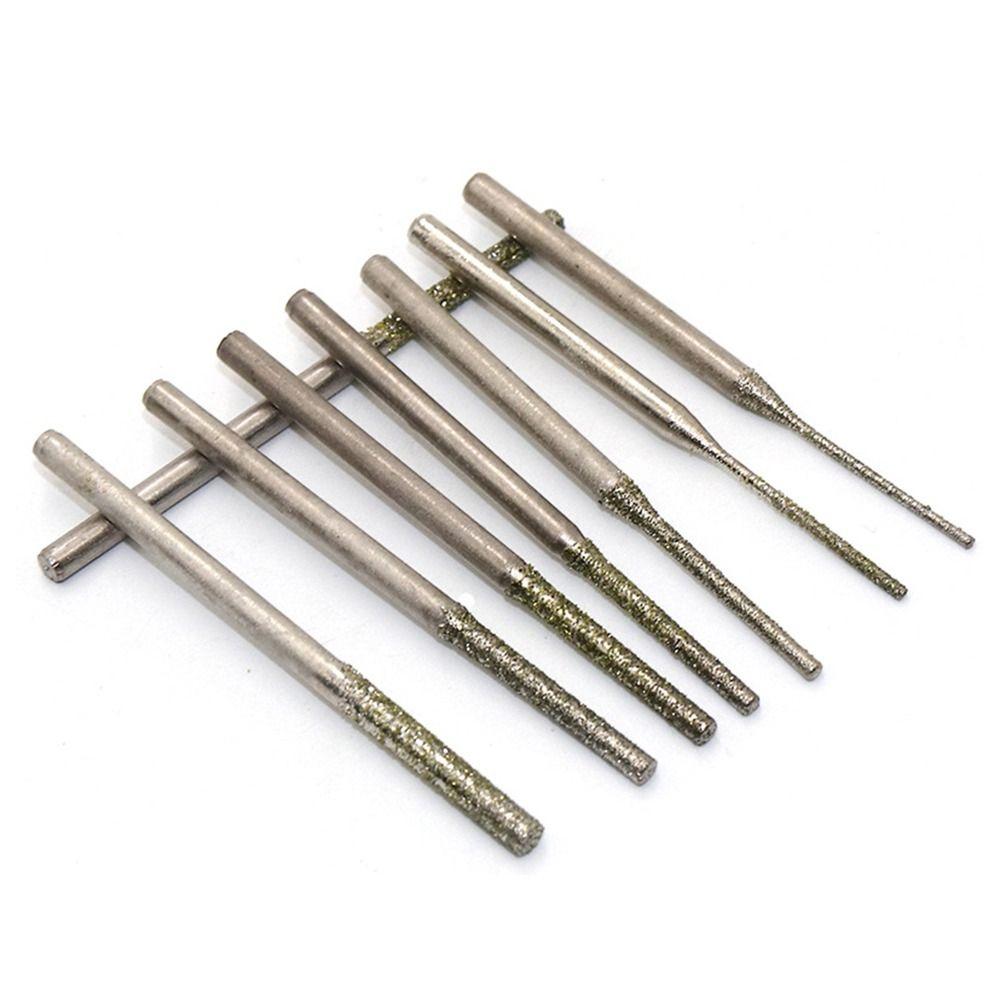 10Pcs 0.8-2.5mm Diamond Coated Drill Bits Silver Grinding Burr Bits  For Drilling Glass Woodworking