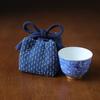Thickned Teacup Storage Bag Blue Protective Bag Chinese Style Organizier Bag  Tea Supplies