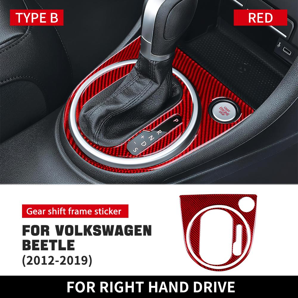 Real Soft Carbon Fiber For Volkswagen Beetle 2012 2013 2014 2015 2016 2017 2018 2019 Car Gear Shift Panel Sticker Accessories
