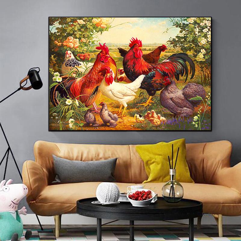 RUOPOTY DIY Painting By Numbers Animal Pictures By Number Chicken Kits Hand Painted Paintings Art Drawing On Canvas Home Decor