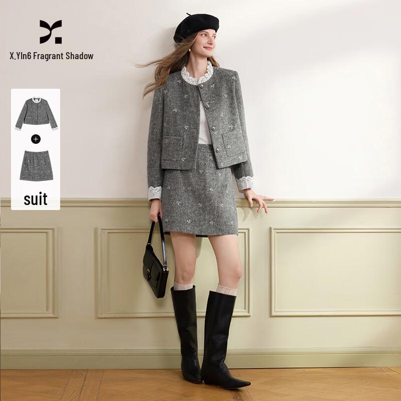Women s Little Fragrance Style Tweed Skirt Suit S