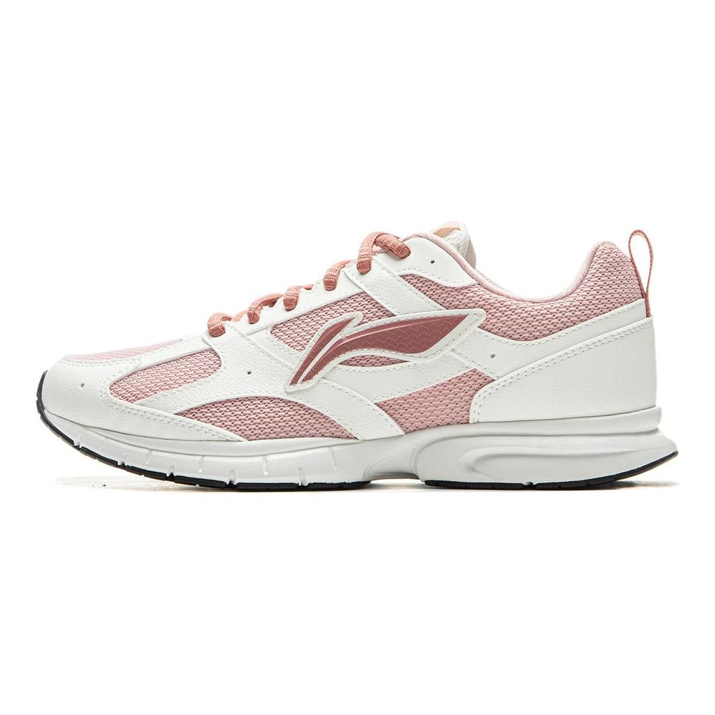 Li Ning Cushioning Slip Resistant Abrasion Resistant Breathable Low Top Running Shoes Women's White Pink ARSU068-4
