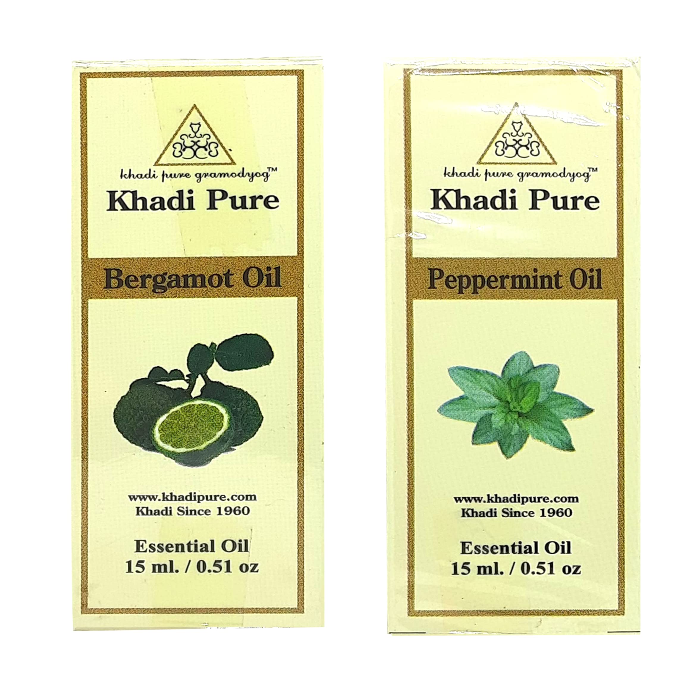 Khadi Pure Bergamot & Peppermint Essential Oil, 15 Ml (Pack Of 2)