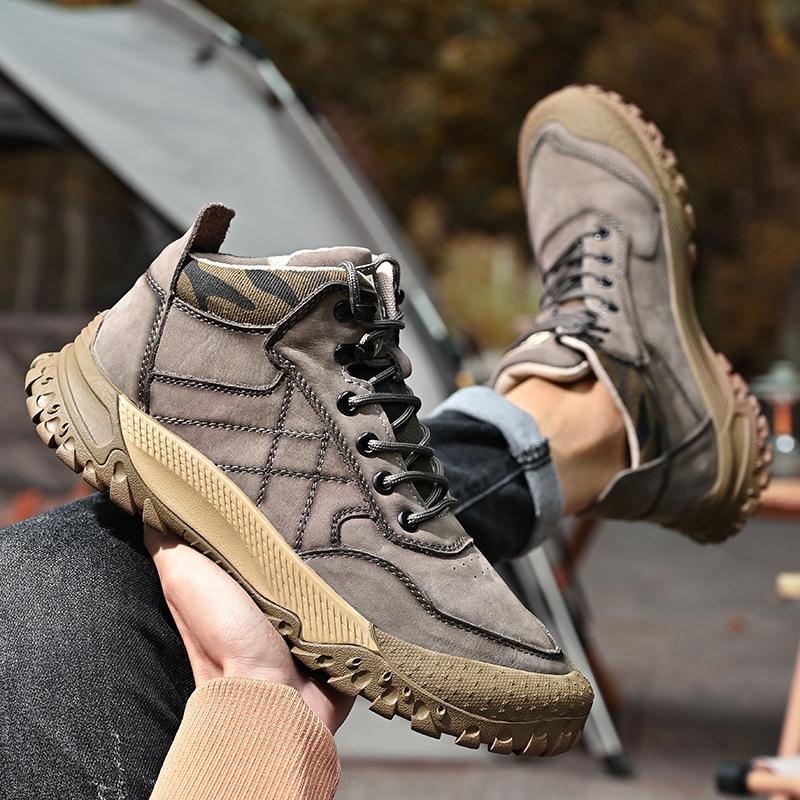 Autumn and winter outdoor high-top Martin boots with cotton thermal men's shoes, genuine leather first-layer cowhide tooling shoes