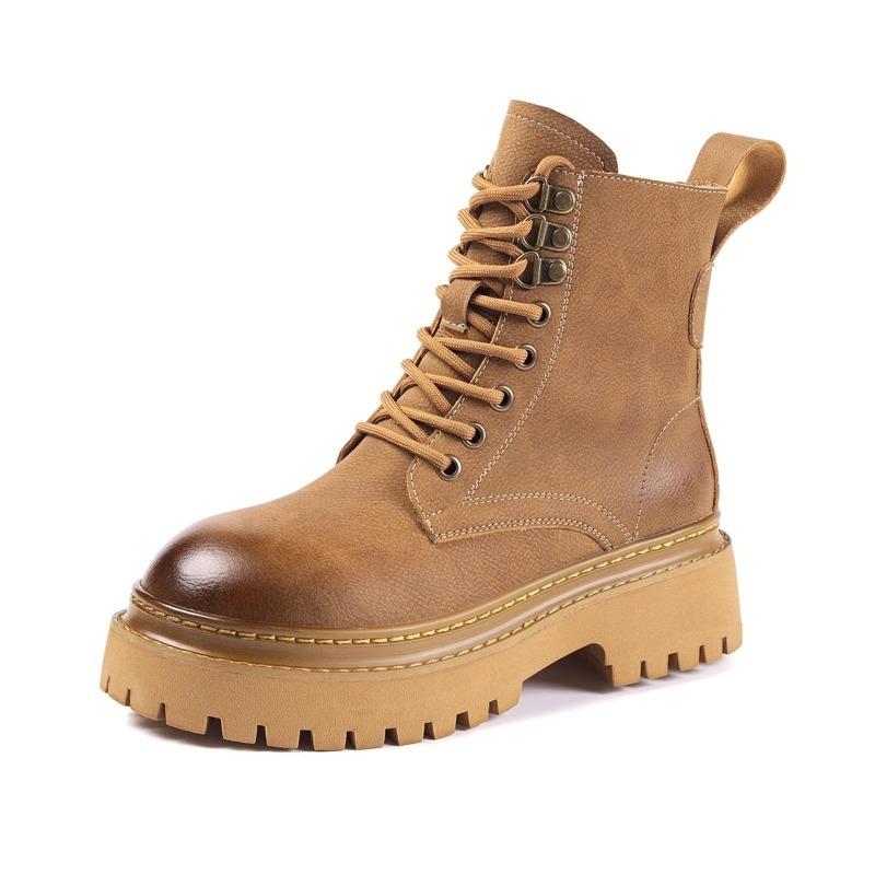 Women's Shoes 2024 Brand Side Zipper Women's Boots Fashion Cross Lacing Office and Career New Round Toe Rivet Mid-Calf Boots