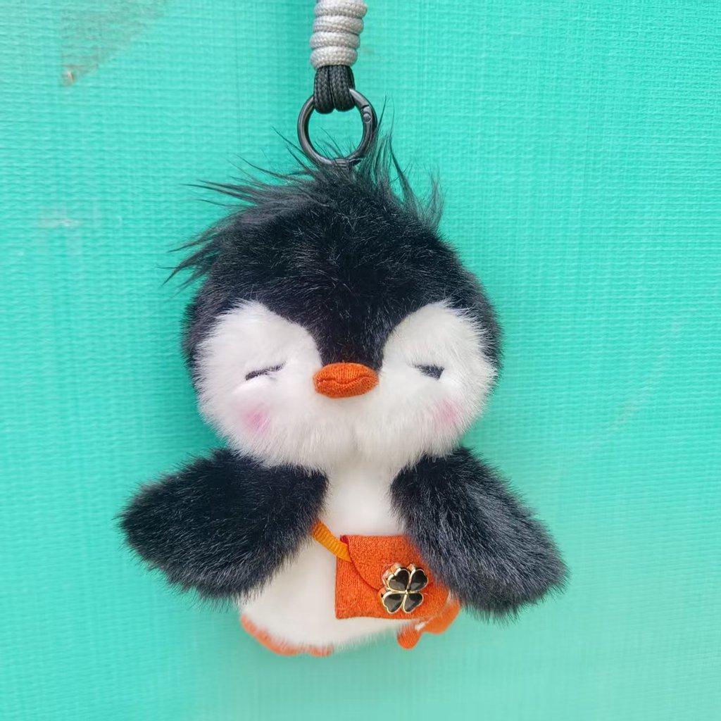 Penguin Plush Keychain With Glasses Cute Soft Toy For Bag Decoration