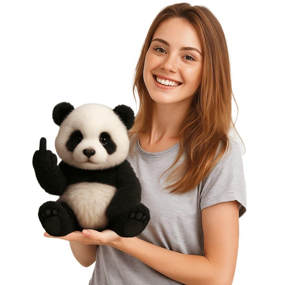 Soft Emotional Support Plush Toy Realistic Cow/Raccoon Cute Plush Toy Doll Companion Healing Panda Finger Plush Animal Toy