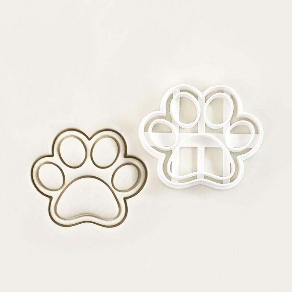 4PCS Cute Paw Print Cookie Cutters 3D Reusable Baking Tools Cartoon Non-Stick Cookie Mold Kitchen Baking