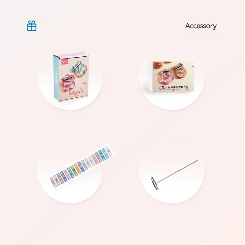 Mini 10 Keys Acrylic Thumb Piano Crystals Finger Piano Keyboard Instrument With Learning Book Gifts For Adult Kids