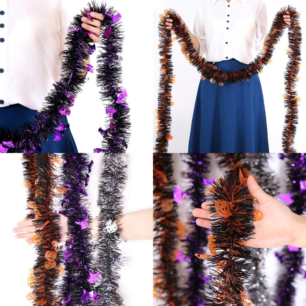 Halloween Pumpkin Colorful 2m Tinsel Bat Decorative Hanging Decoration Wsmt