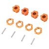 4PCS 17mm Hex Wheel Hub Adapter Aluminum Alloy Orange Hex Drive Hub Adapter for ZD Racing 9116