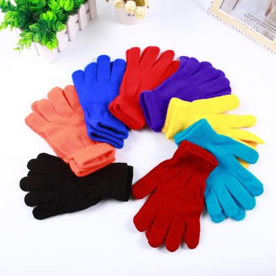 Gloves Solid Color Multi-use Acrylic Unisex Full Finger Warm Mittens for Winter