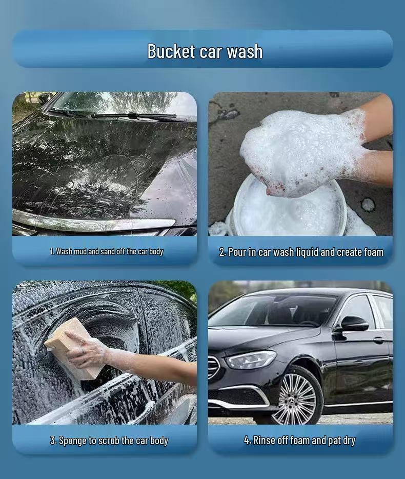 Crystal Coating Car Wash: High Foam Cleaner with Water Wax Shine, Safe for White and Black Cars, Powerful Stain Remover