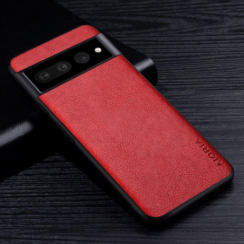 Leather Case for Google Pixel 7 6 Pro Business Style Premium Retro Litchi Pattern Protective Back Cover for Pixel 7A 6A Case