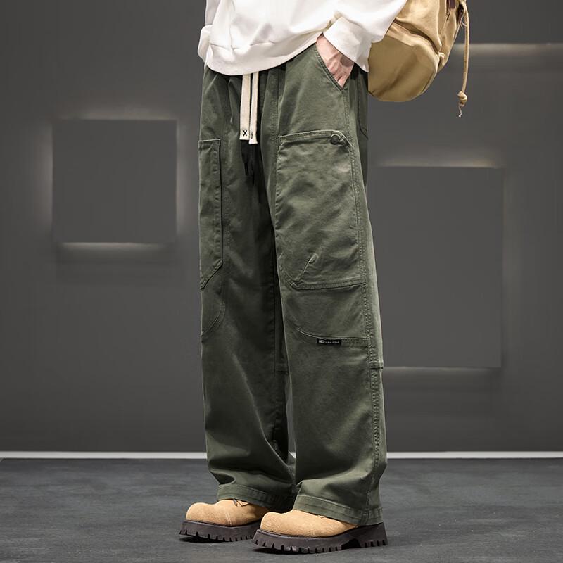 Xiaofu Men's 2025 American Style Casual Straight Leg Cargo Pants