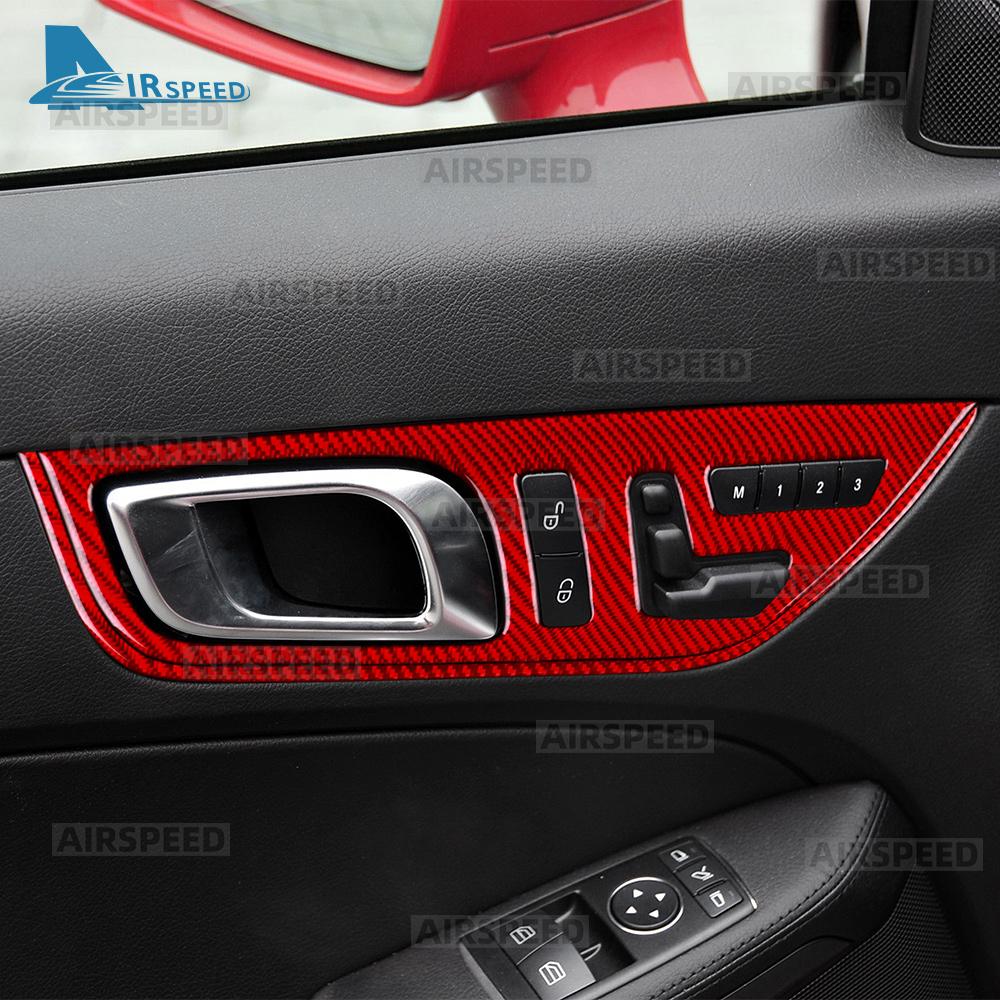Real Soft Carbon Fiber Trim Sticker For Mercedes Benz SLK R172 2011-2014 2015 2016 SLC 2016-2020 Car Inner Door Handle Frame
