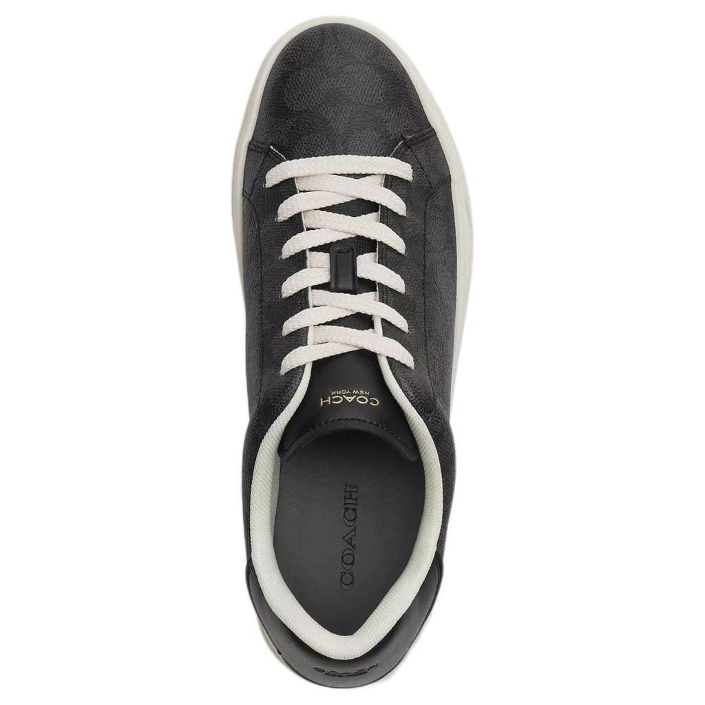 Coach High Line Leather Round Toe Lace-Up Low-Top Sneakers Women sneakers Black CW970-CQ