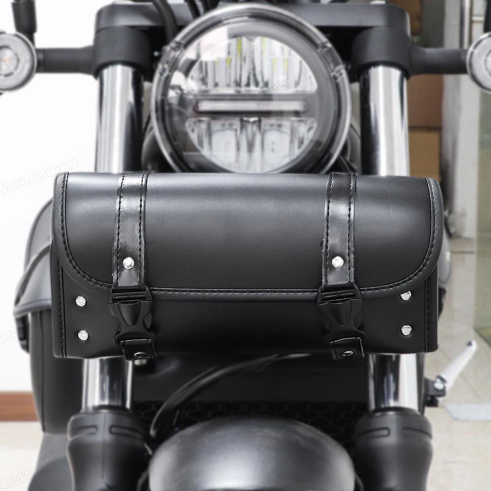 Retro Motorcycle Saddle Bags Black/Brown Leather Motorbike Side Tool Tail Bag PU Luggage Borsello Moto for Harley Universal