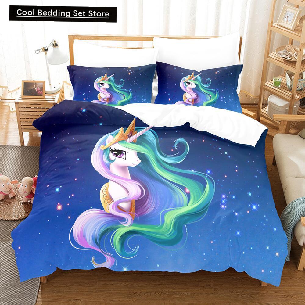 Cartoon Rainbow Unicorn Bedding Sets 135x200 Duvet Cover Set Pillowcases Queen Single Double Twin Size Bed Linen for Kids Girls