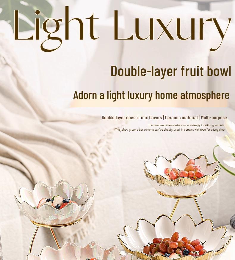 European Light Luxury Multi-layer Fruit and Candy Plate for Housewarming or New Home