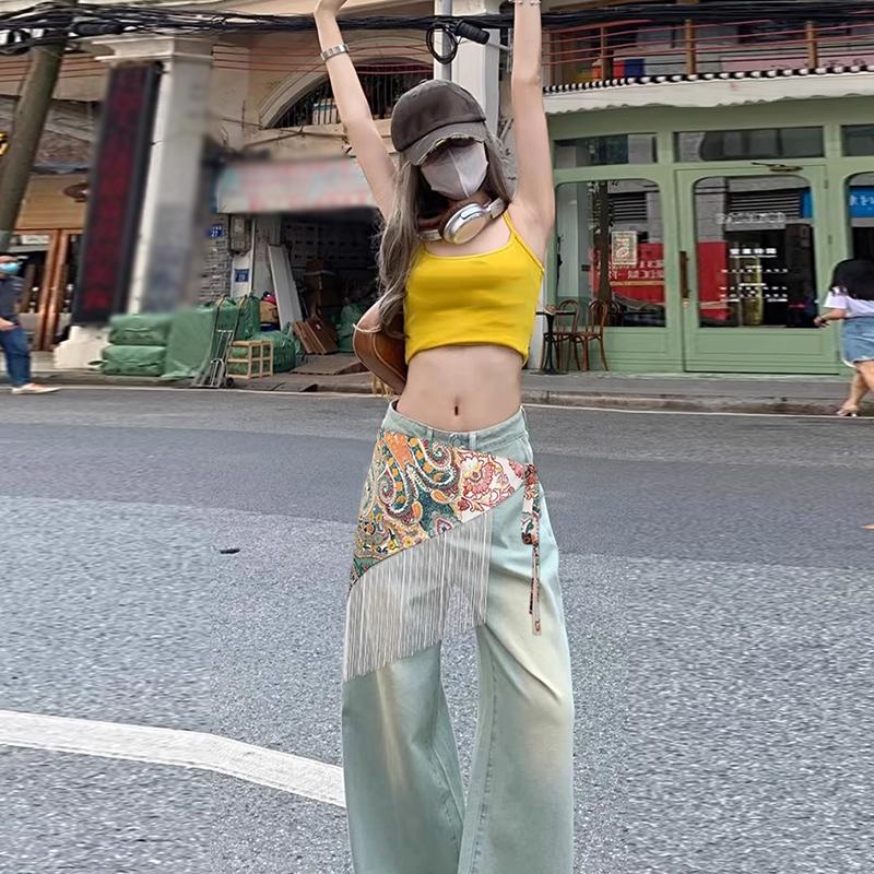 Wide Waistband Women's Paired Jeans Triangular Scarf Belt Bohemian Ethnic Style Decorative Skirt Waist Cinching Fart Curtain