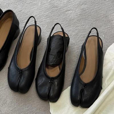 Tabi Leather Split-toed Shoes Thick Heel Pig's Trotters Horseshoe Shoes Grandma Shoes Light Mouth Single Shoes Lazy Shoes Sandals Women