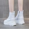 Fashion 2025 Women White Ankle Boots Increase Height Thick Sole Winter Outdoor Leisure Shoes For Girls Spring Autumn Motorcycle Booties