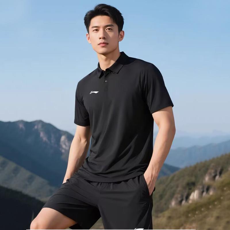 Li Ning Comfortable Simple Short Sleeve Quick Dry Fashion Shorts Casual Sports Suit Unisex suit AWBV129-1