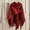Damen Winter Warmer Gestrickter Schal Mit Fransen Schlitzdesign Dicker Umhang-Stil Wickel Reisefotografie