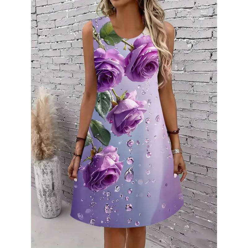 Fashion Women's Sleeveless Dress 3D Casual Color Printing Casual Dress