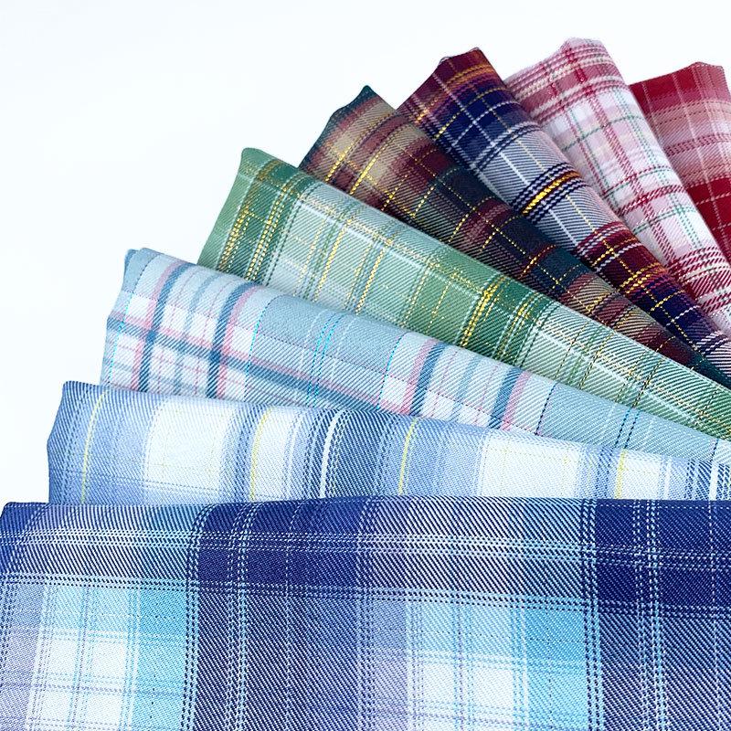 New Plaid Polyester Yarn-Dyed Fabric with Gold & Silver Threads for DIY Pleated Skirts