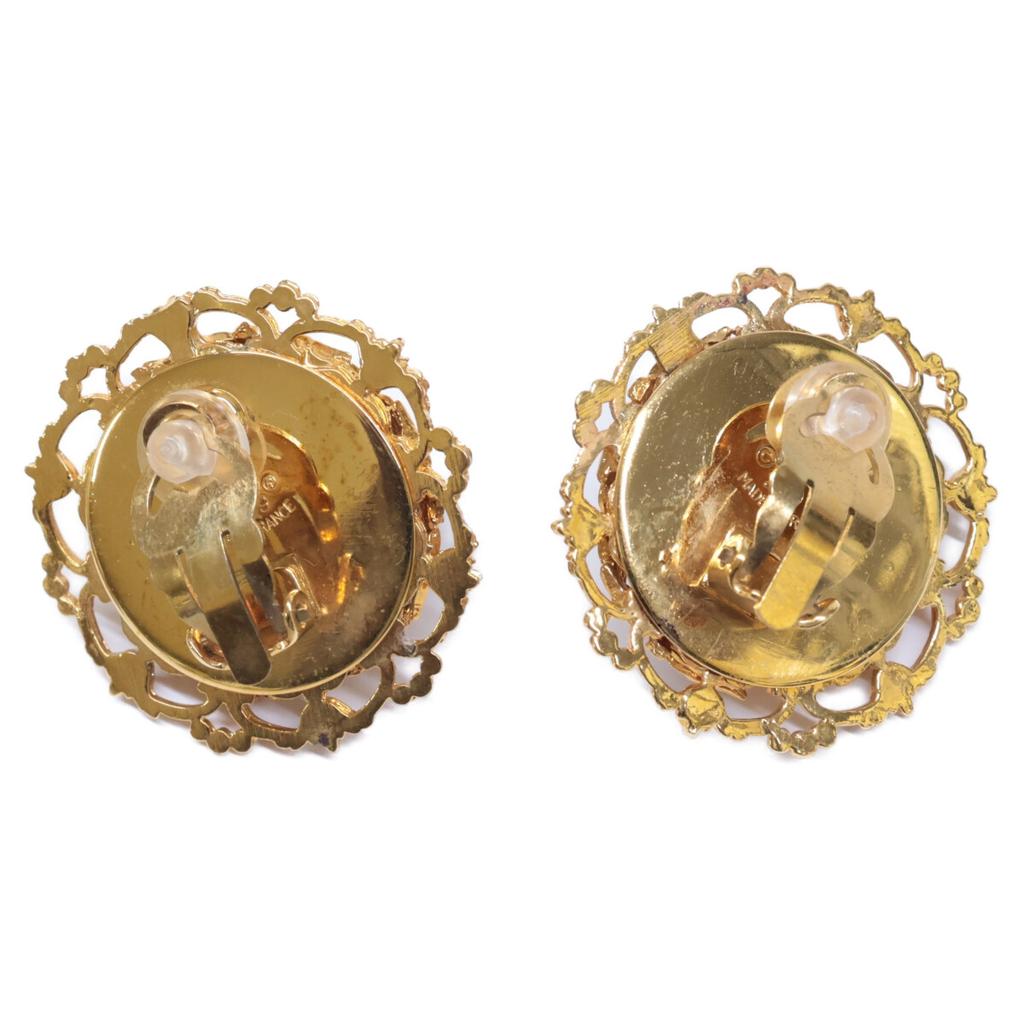 CHANEL 2 9 Vintage CC Logos Faux Baroque Pearl Lava Earring goldUsed