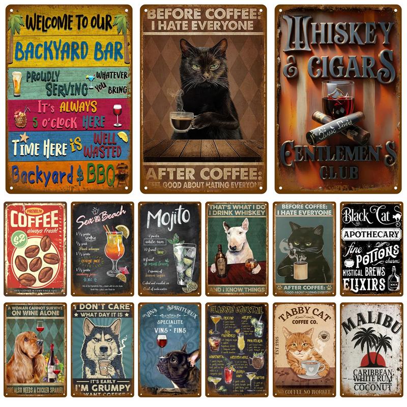 Vintage Tin Sign Home Decor Items Wall Decor Art Wall Mural Room Decoration Items Decor Men Retro Metal Sign Plate Bar Posters