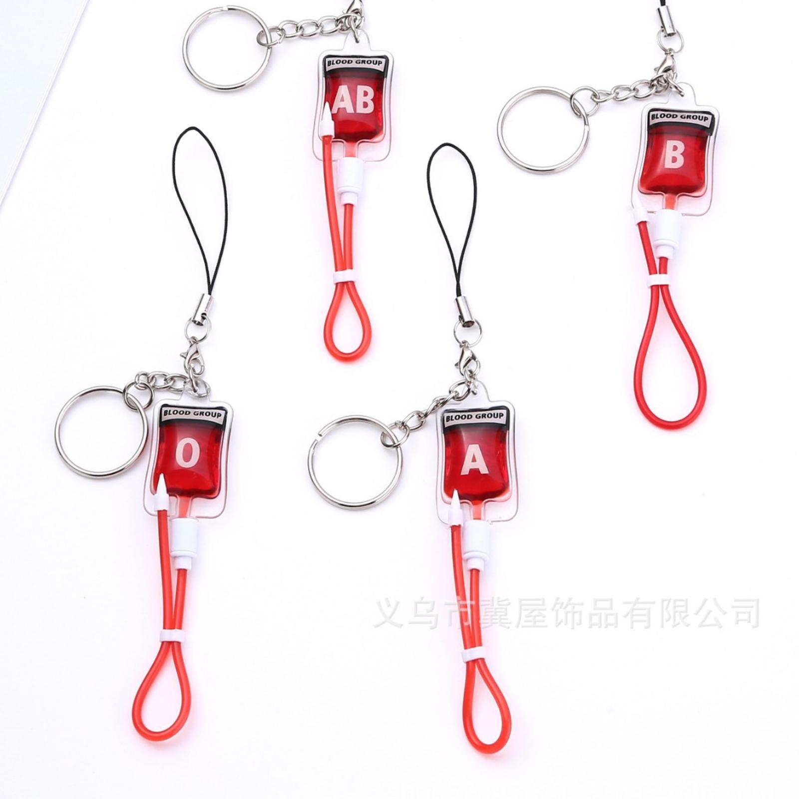 Blood Bag Keychain Blood Type Keychain Medical Blood Bag Pendant Halloween Blood Type Bag Keychain Phone Charm Keyring Accessory One Size