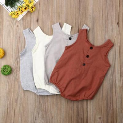 Sommar Spädbarn Nyfödd Baby Flicka Pojkkläder Bomull och linne Romper Bodysuit Jumpsuit Outfits
